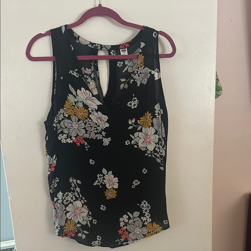 Old Navy Black and White Cut Out Blouse